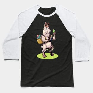 Easter - llama with rabbit ears painting easter eggs Baseball T-Shirt